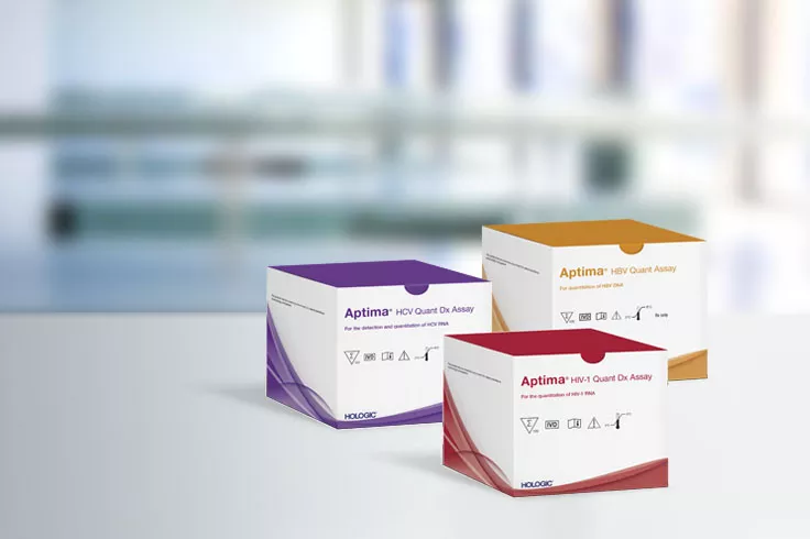 Hologic Aptima boxes with assays to detect Human Immunodeficiency Virus 1 (HIV-1) Hepatitis C (HCV) and Hepatitis B Virus (HBV) infection